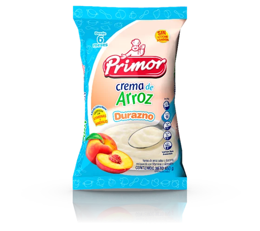 [H376] PRIMOR CREMA ARROZ DURAZNO 450 G (BOLSA) x 16 Uds.